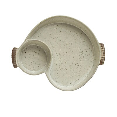 Stoneware Dish, 2 Sections