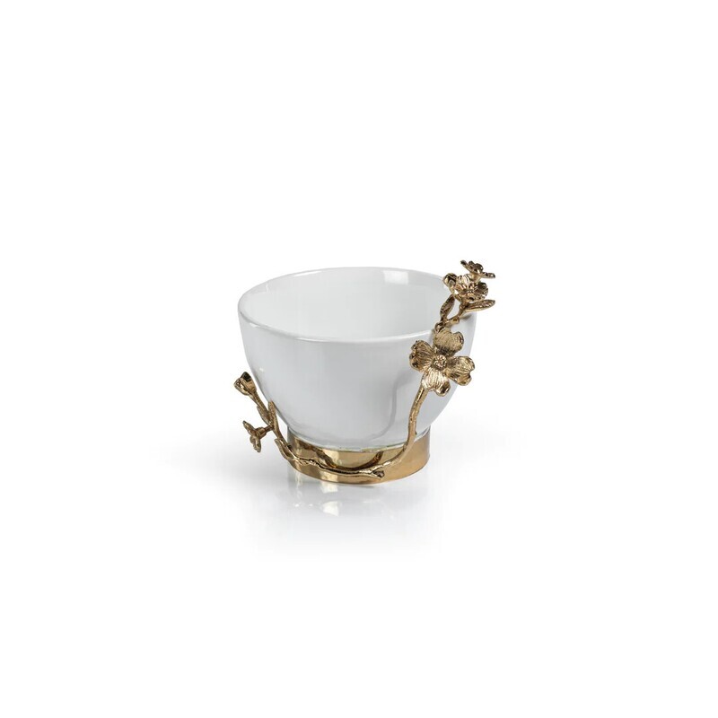 Tapered Ceramic Bowl, Floral Trim, SM