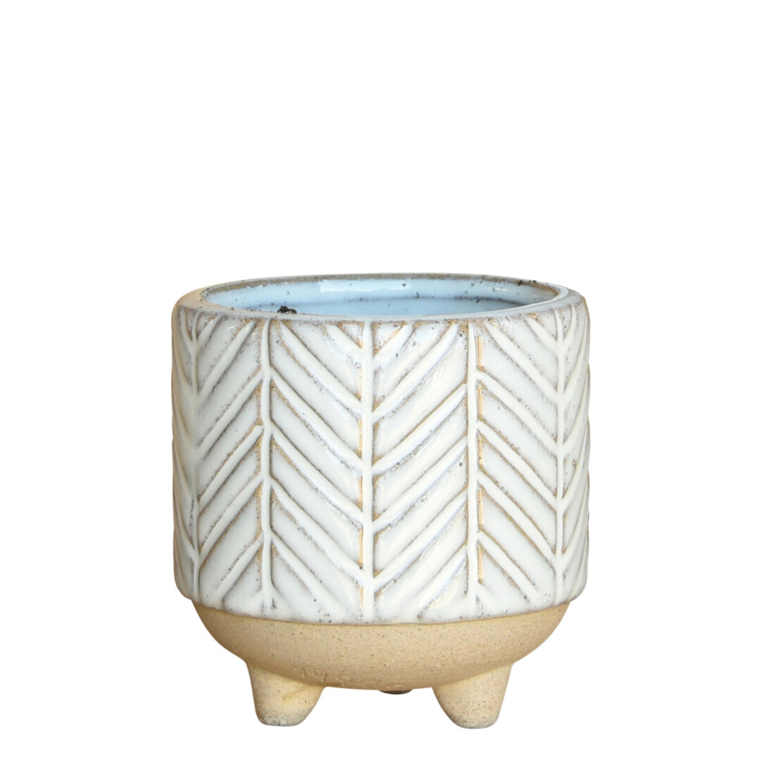 Ramos Chevron Cachepot, Stoneware, 2.5&quot;