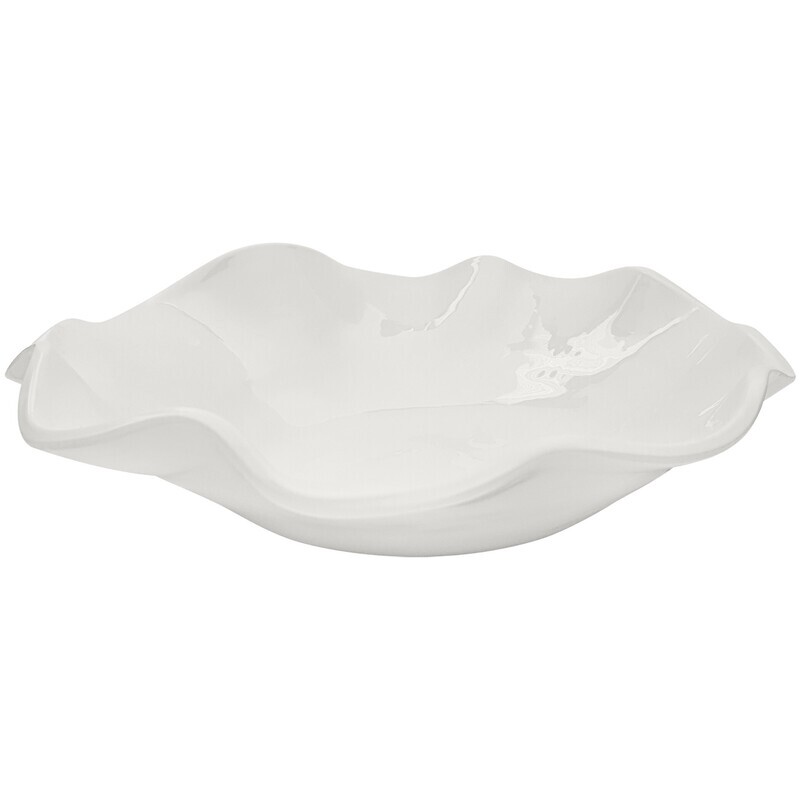 Large Wavy Oval Bowl Cream