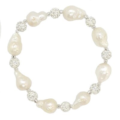 Petite Pearl & Crystal Bracelet (White)