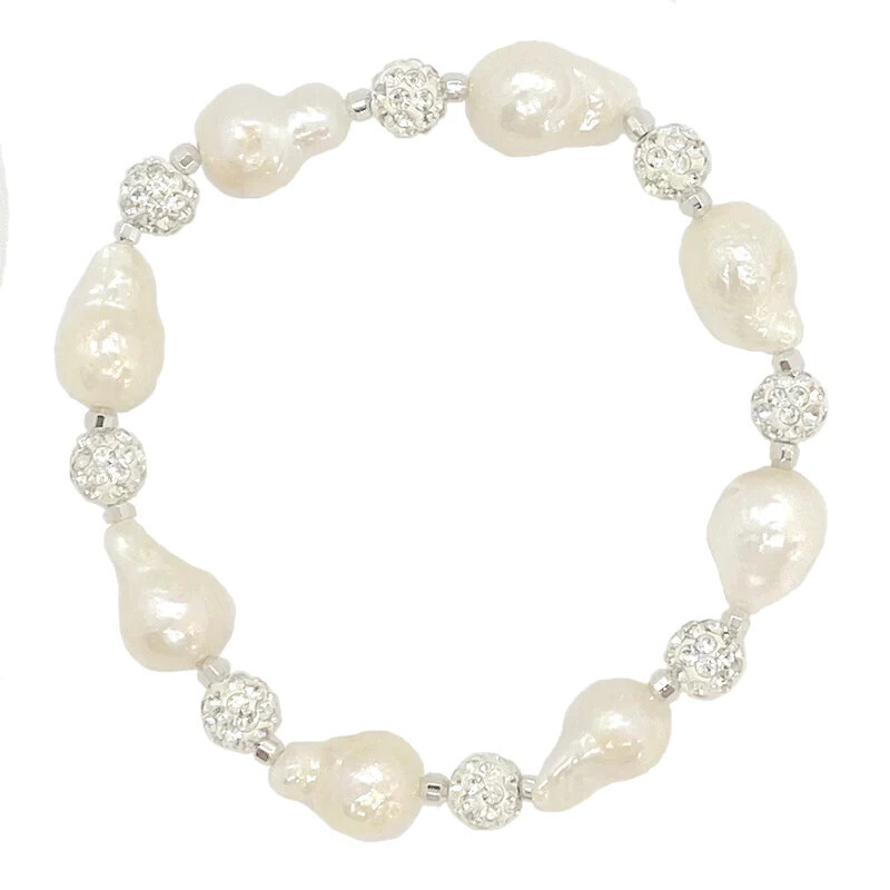 Petite Pearl &amp; Crystal Bracelet (White)