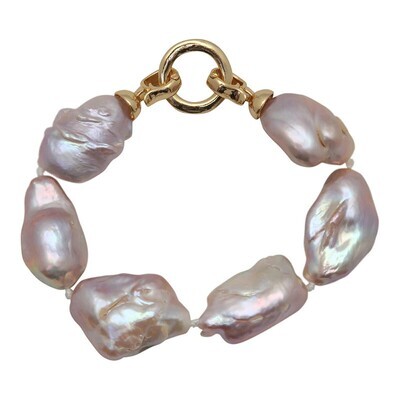 Stone Pearl Bracelet (Pink/Gold)