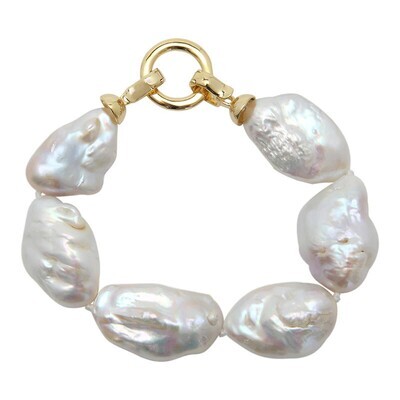 Stone Pearl Bracelet (White/Gold)