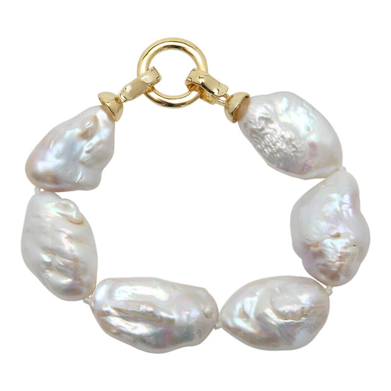 Stone Pearl Bracelet (White/Gold)