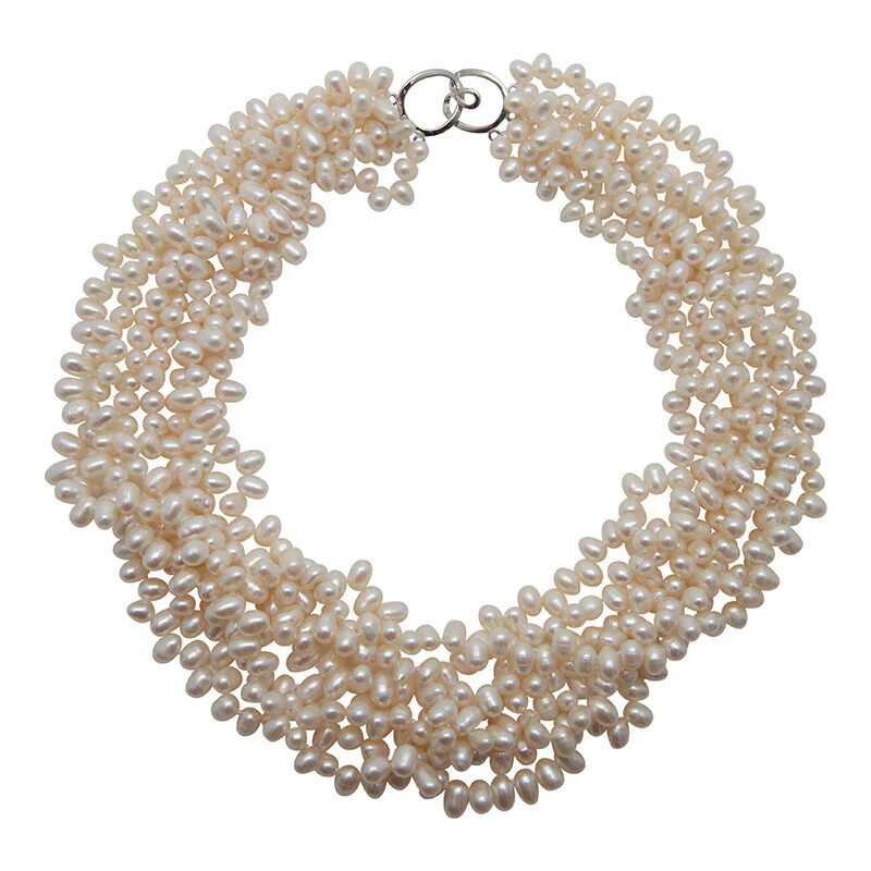 White 7-Strand Keshi Choker