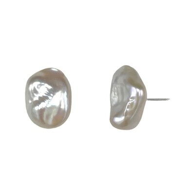Stone Pearl Post Earring ( White)