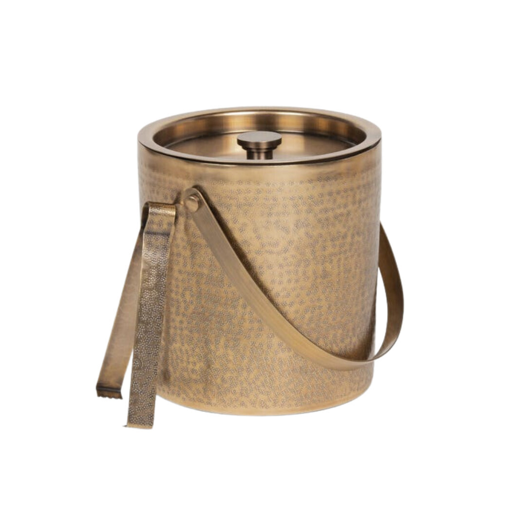 Amherst Antique Brass Ice Bucket &amp; Tongs