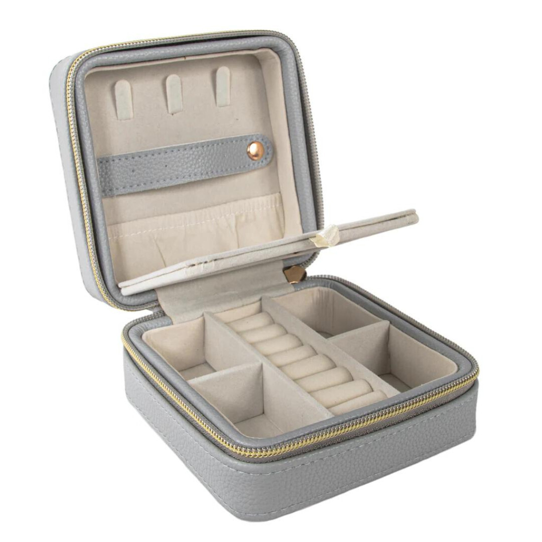 Leah Travel Jewelry Case (Light Grey)