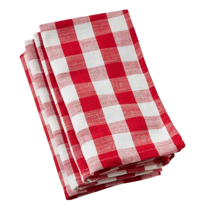 Gingham Napkin- Red, S/4