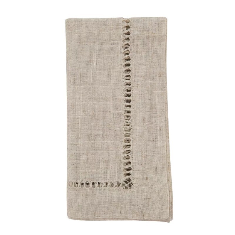 Hemstitch Napkin, Natural, S/4