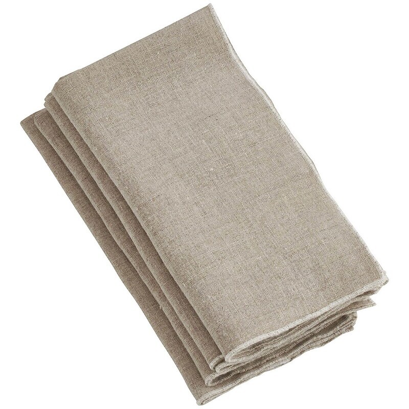 Stonewashed Stitch Border Napkin, S/4, Natural