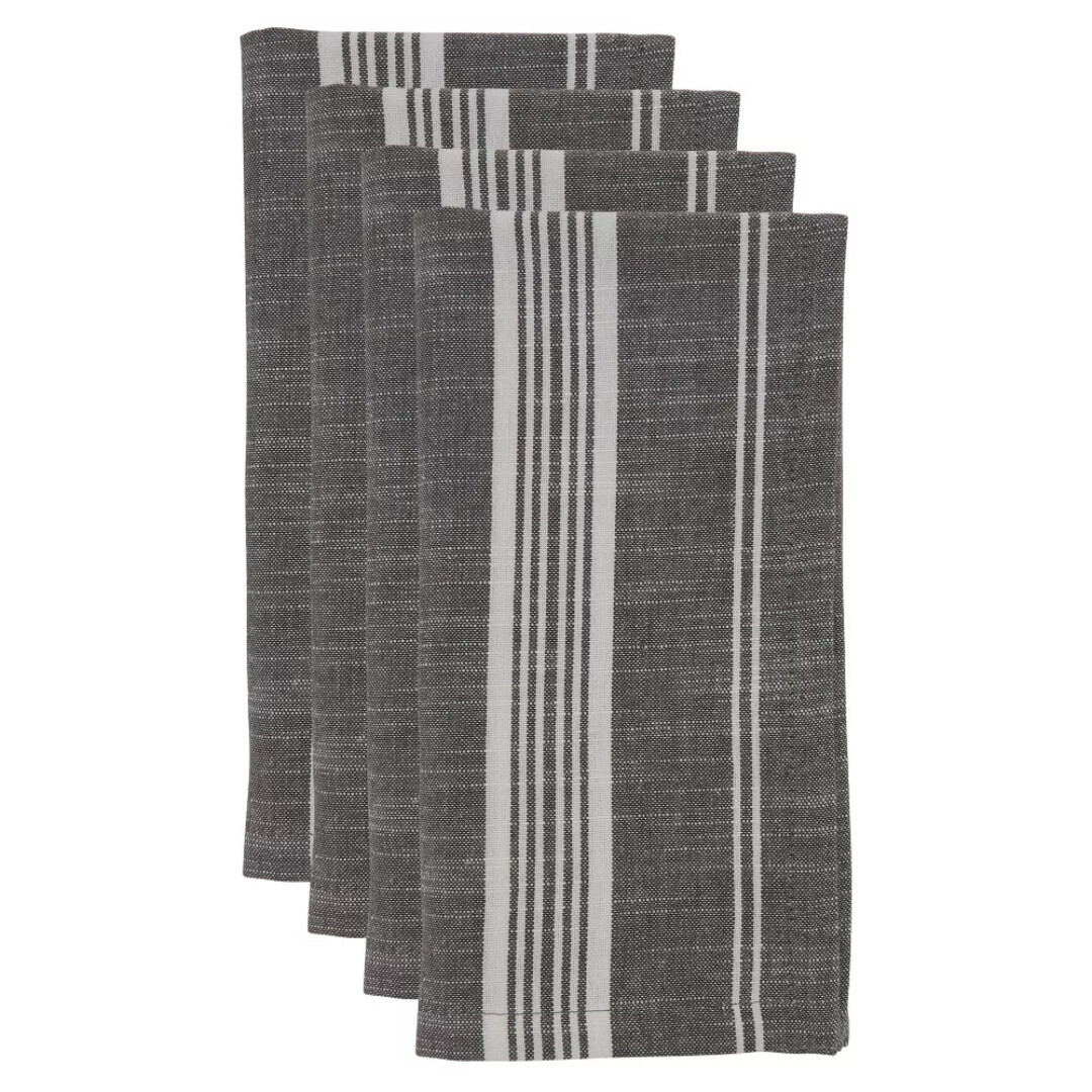 Striped Cotton Napkin - Grey, S/4