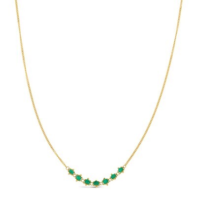 Necklace- Petite Textile, Emerald, 18k