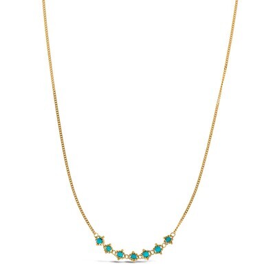 Necklace- Petite Textile, Turq, 18k