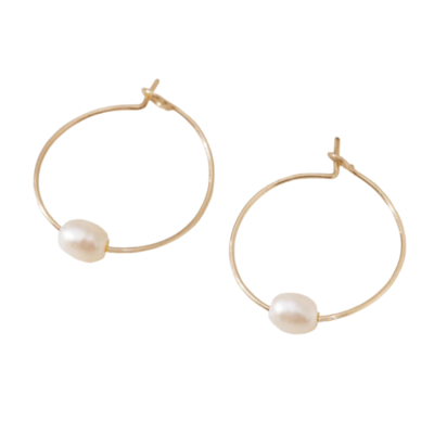 Earrings- Pearl Classic Hoop