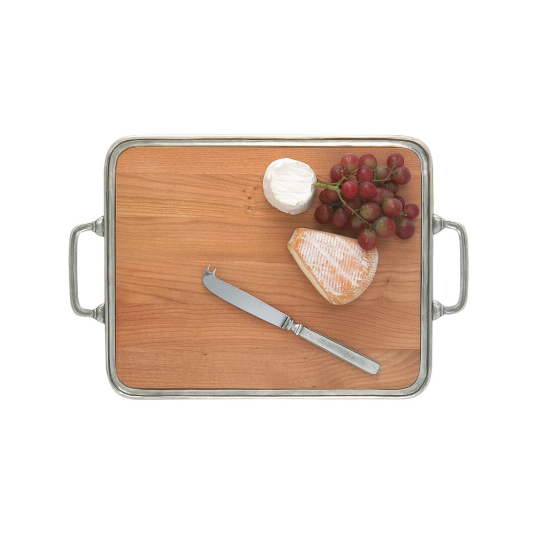 Cheese Tray w/ handles, Cherry Wood Insert, Medium