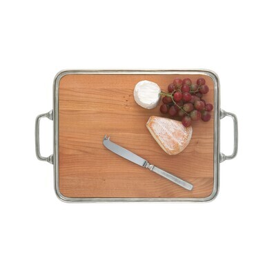 Cheese Tray w/ handles, Cherry Wood Insert, Medium