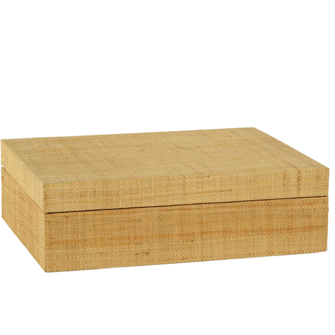 Bungalow Grasscloth Box (Suede Interior)-13x10x4