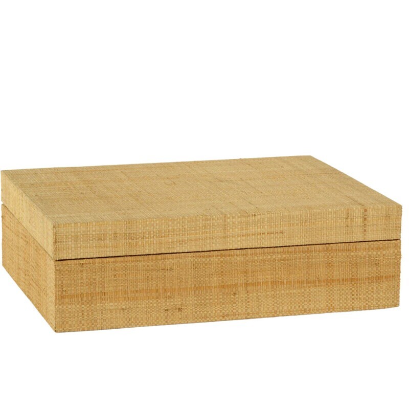 Bungalow Grasscloth Box (Suede Interior)-13x10x4