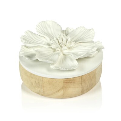 Cosmos Porcelain & Natural Wood Flower Box, Lg