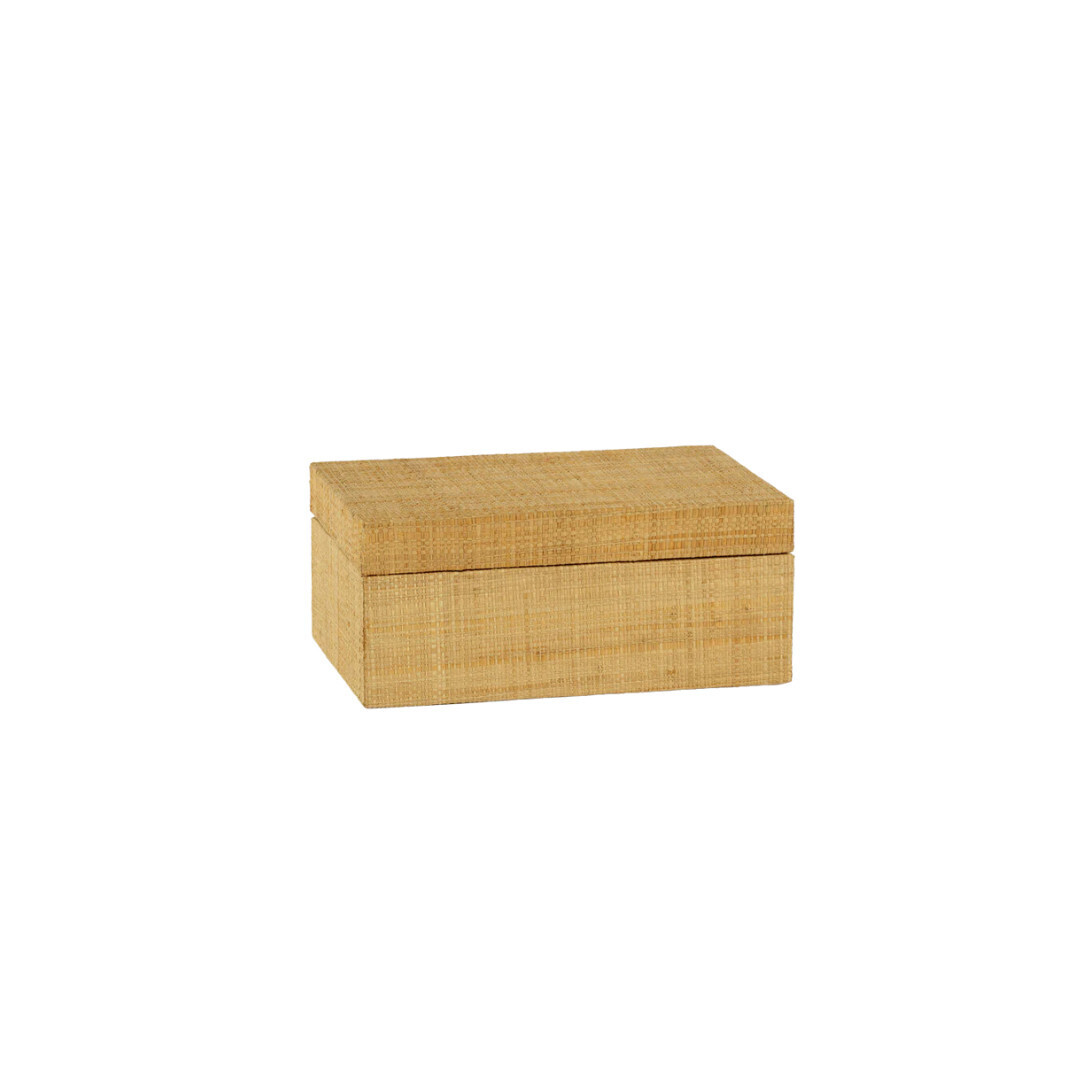 Grasscloth Box (Suede Interior)-9x6x4