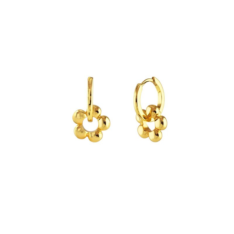 Earring- Flower Huggie Hoop