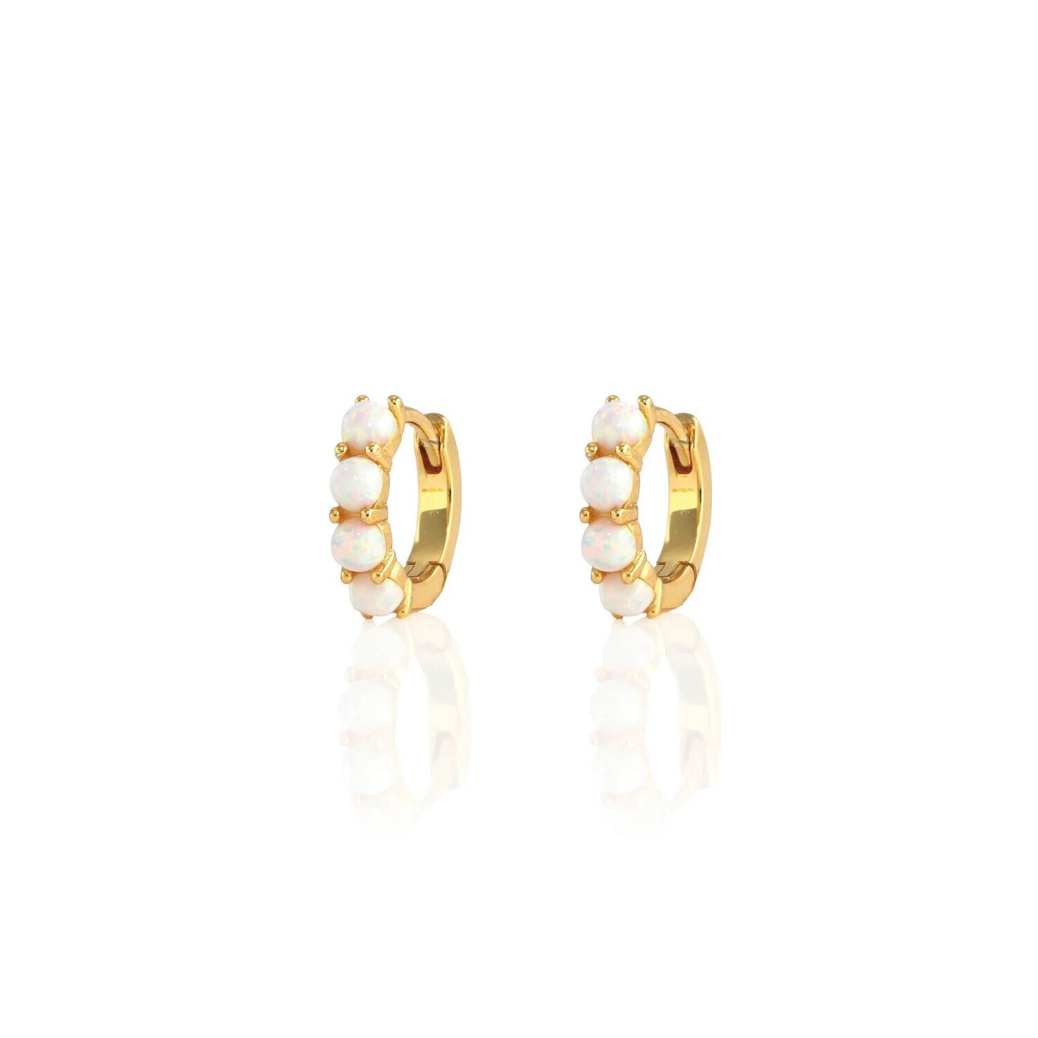 Earrings- Opal Huggie Hoops