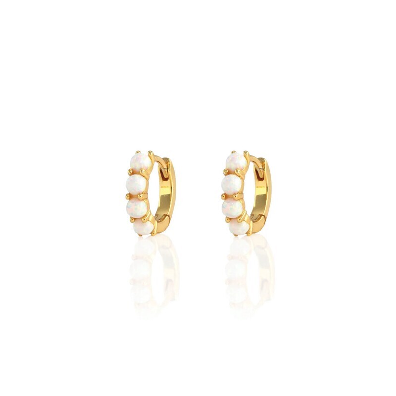 Earrings- Opal Huggie Hoops
