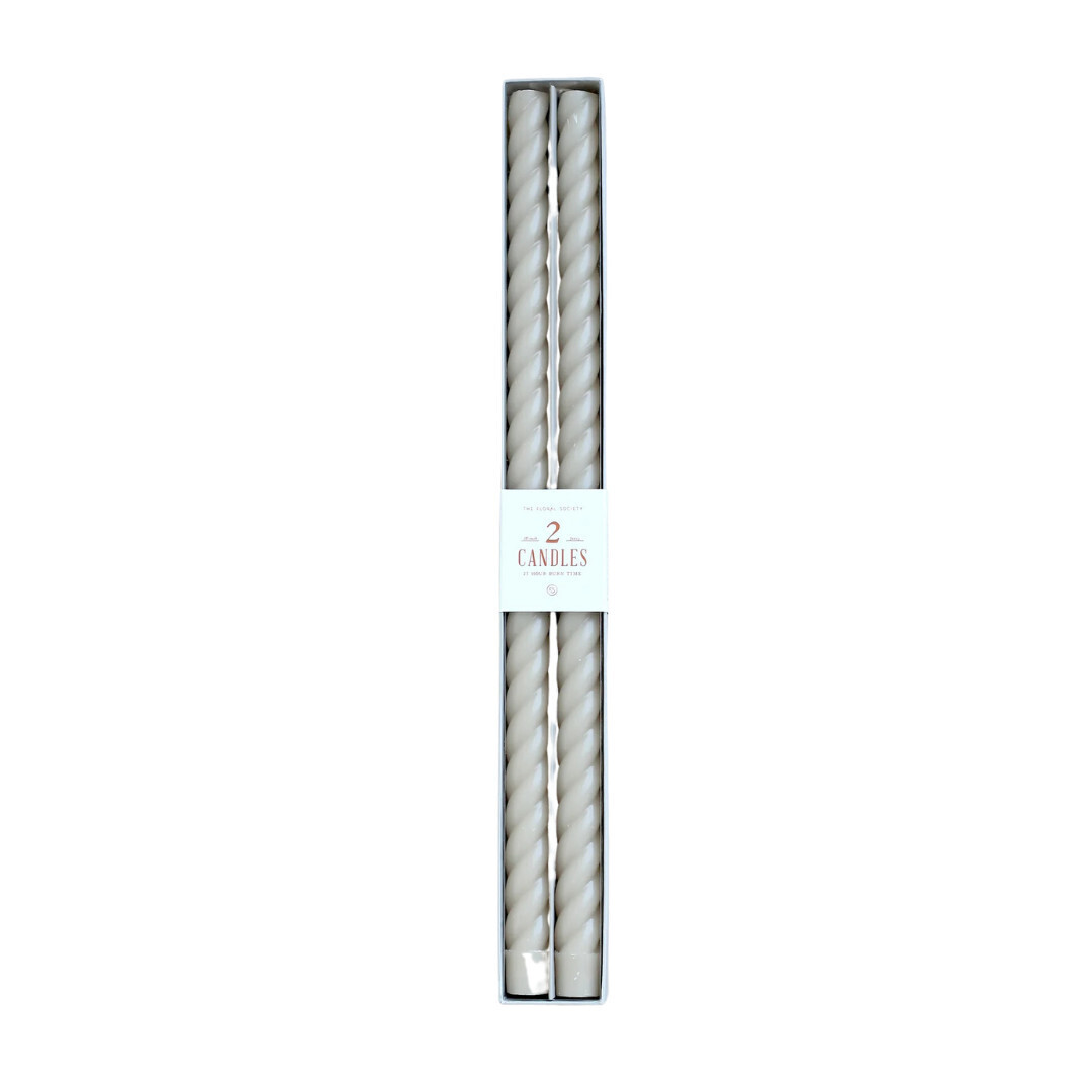 Fancy Taper Candles 18&quot; Parchment S/2