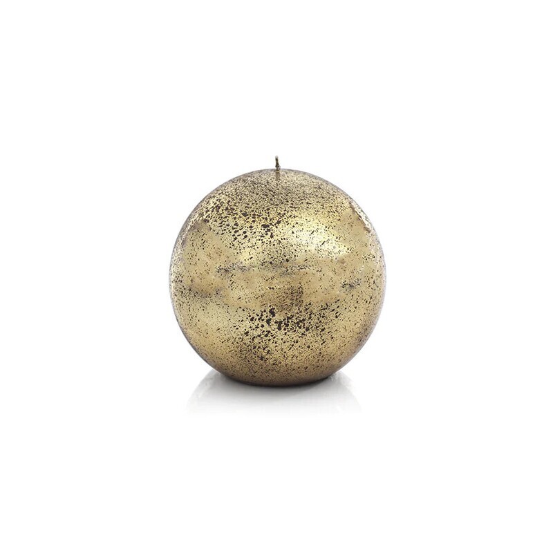 Shiny metallic ball candle- antique gold/6