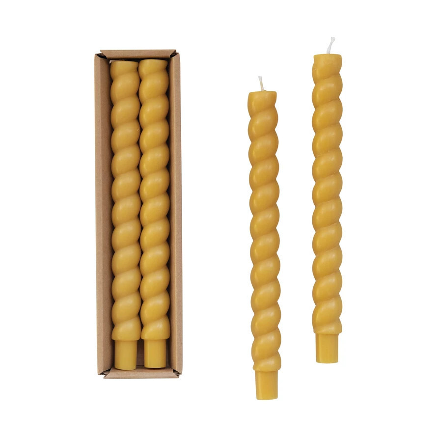 S/2 Unscented Twisted Candle- Yellow