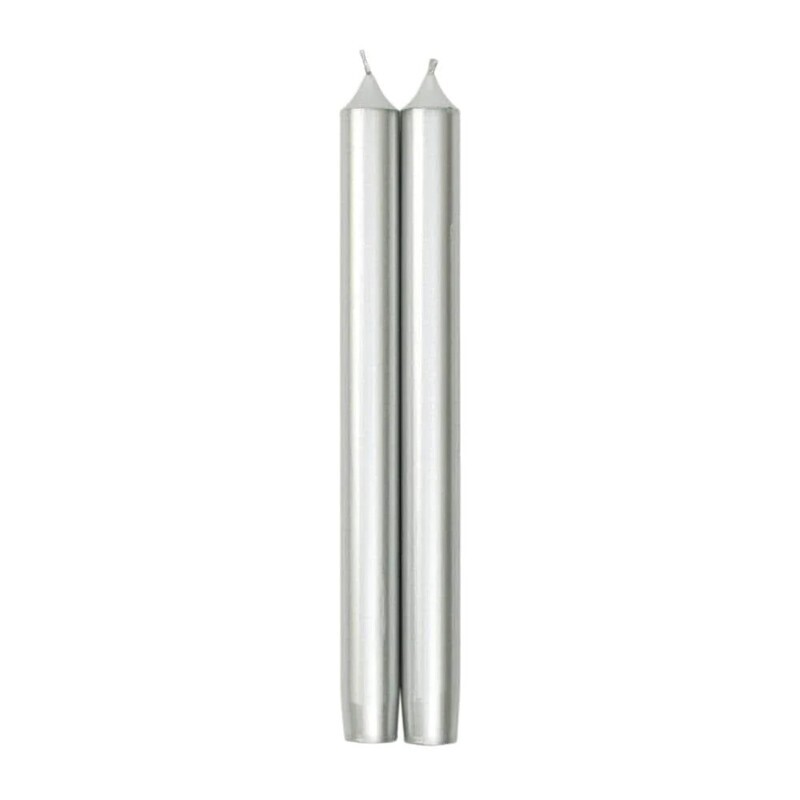 Silver Duet Candle Pair 10 inch