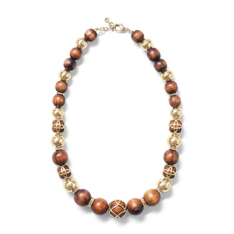 Elizabetta 18&quot; Necklace, gold w. Teak