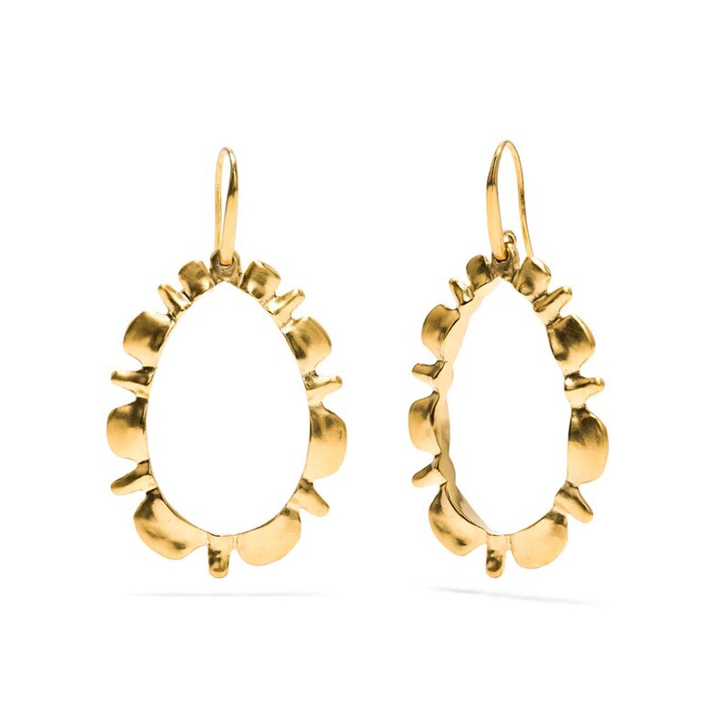 Ruffle Drop Earrings, Gold