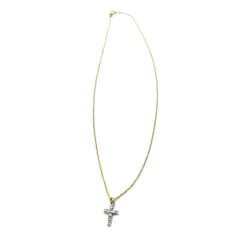 14K and Diamond Cross Necklace