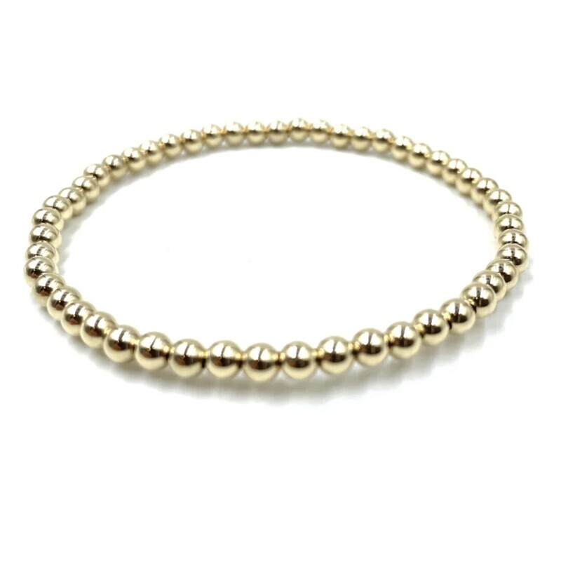 14k GF Karma 4mm Simple Stretch Bracelet