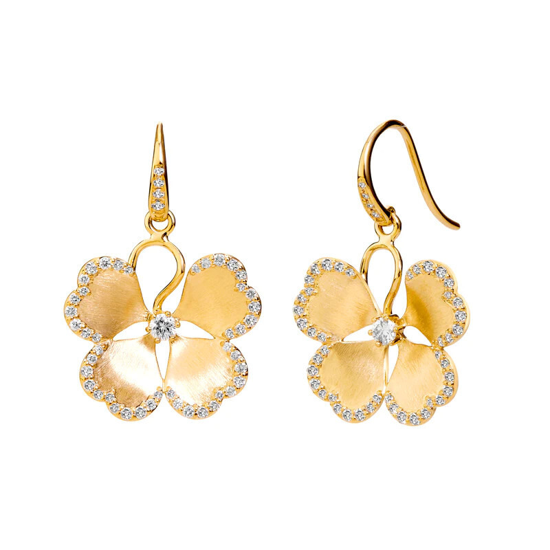 18k Jardin Flower Earrings, .7ct diamonds