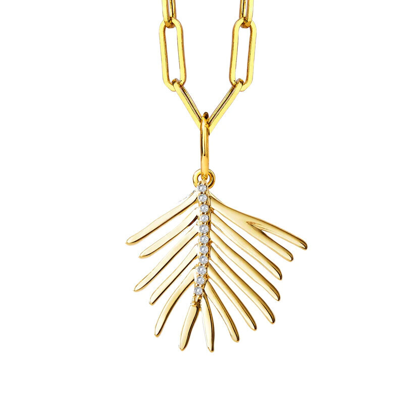 18k Jardin Palm Pendant w. Diamond
