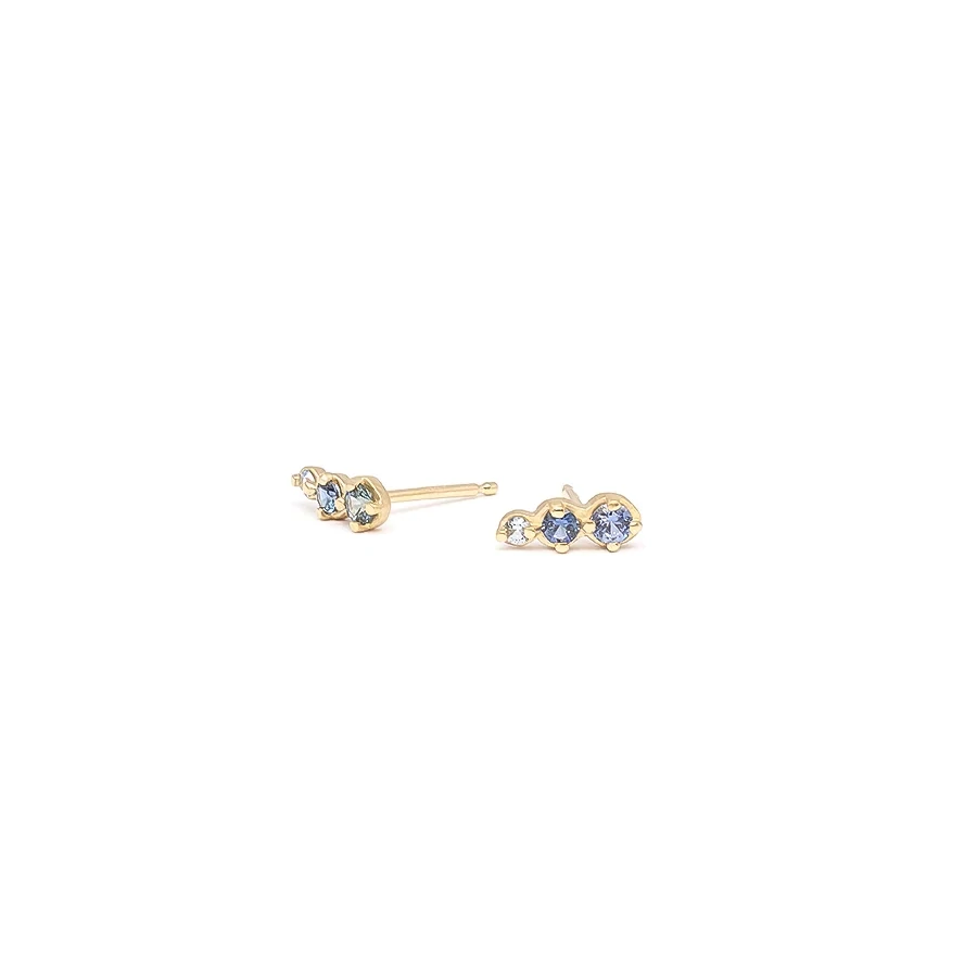 Earring- Mini Festival Blue Sapphire Climber 18k