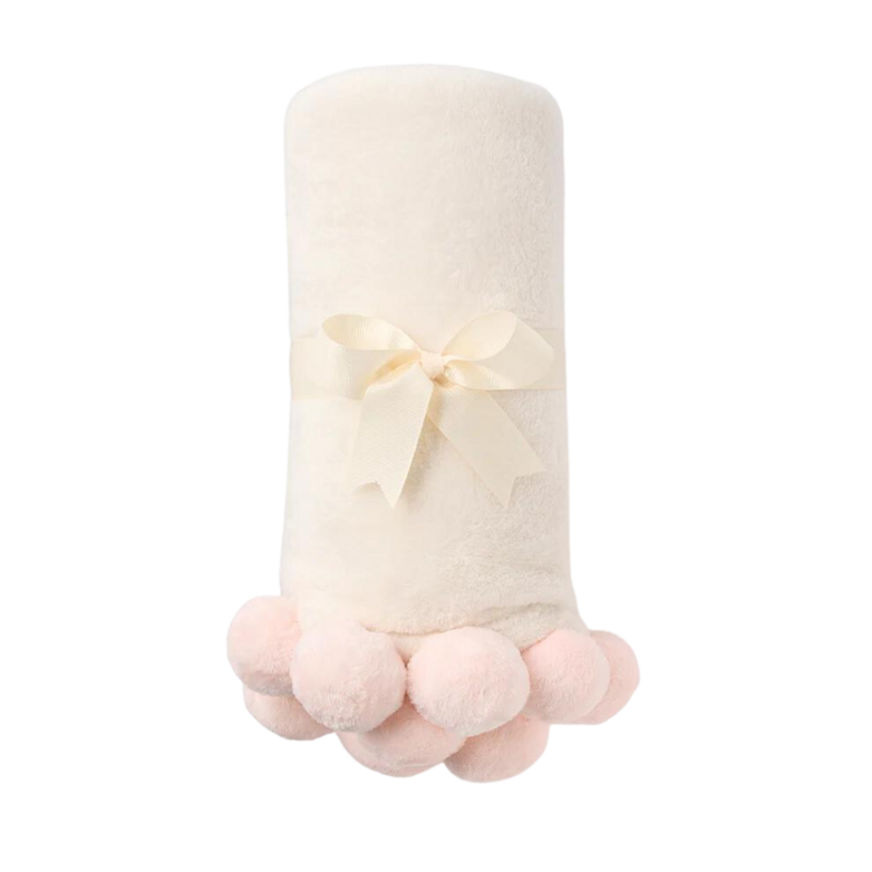 Pom Fleece Baby Blanket