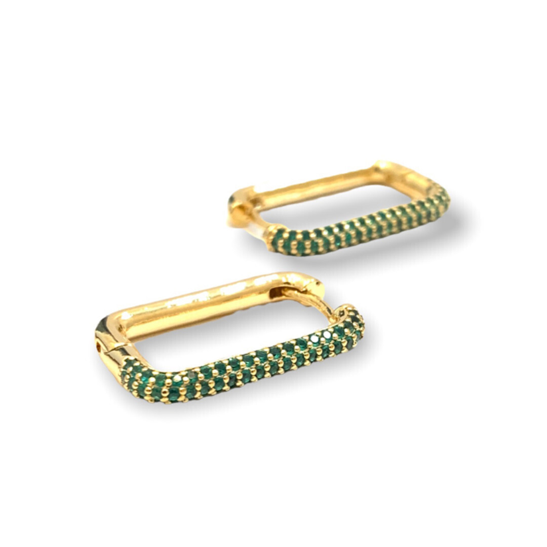 Sloane Geo Hoop, Rect Emerald