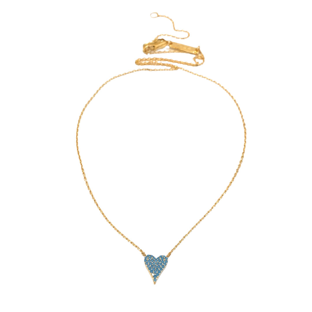 Tess Heart Necklace G, Turq