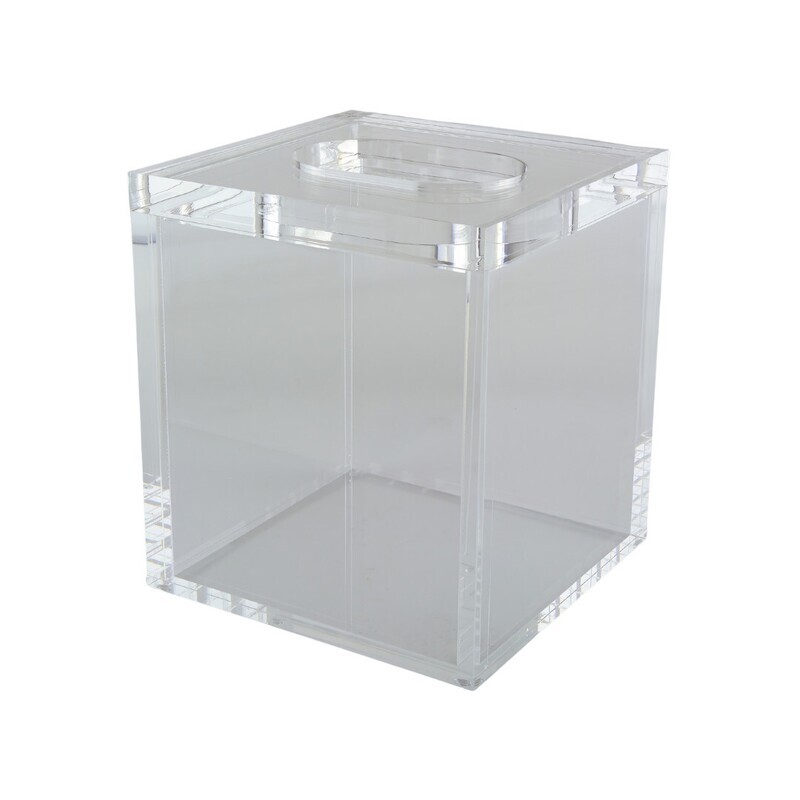 Lucite Clear Tissue Box - Clear Lid