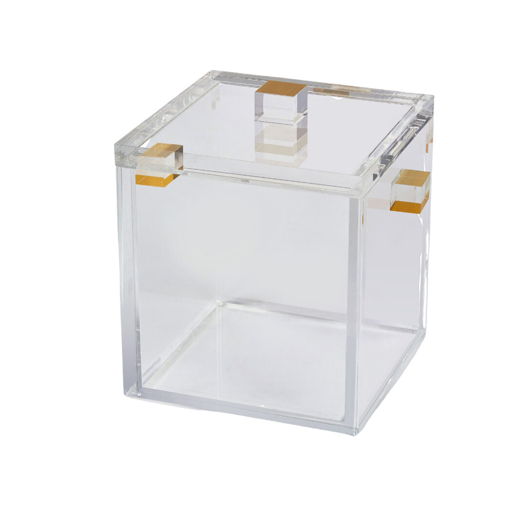 Lucite Clear Ice Bucket - Gold Handle