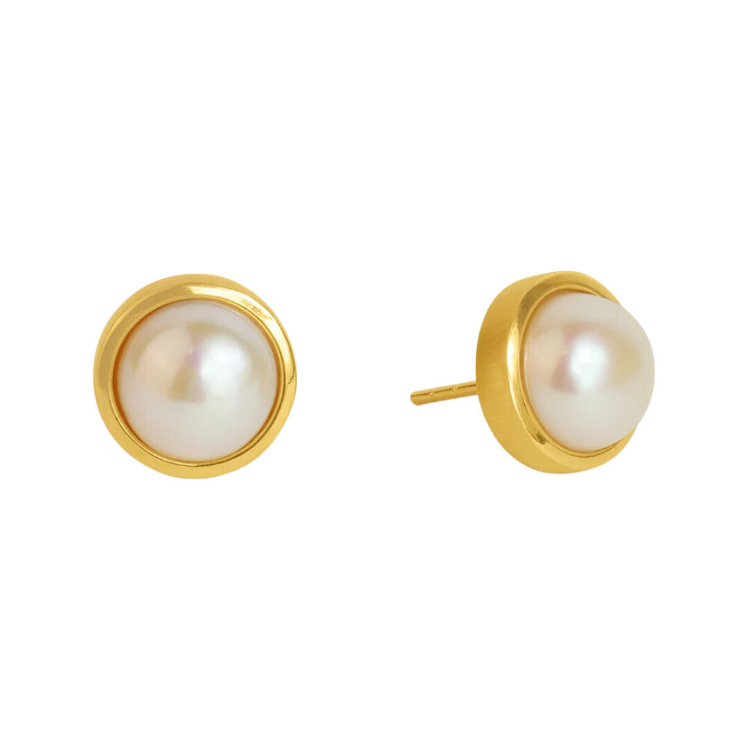 Large Signature Studs Pearl
