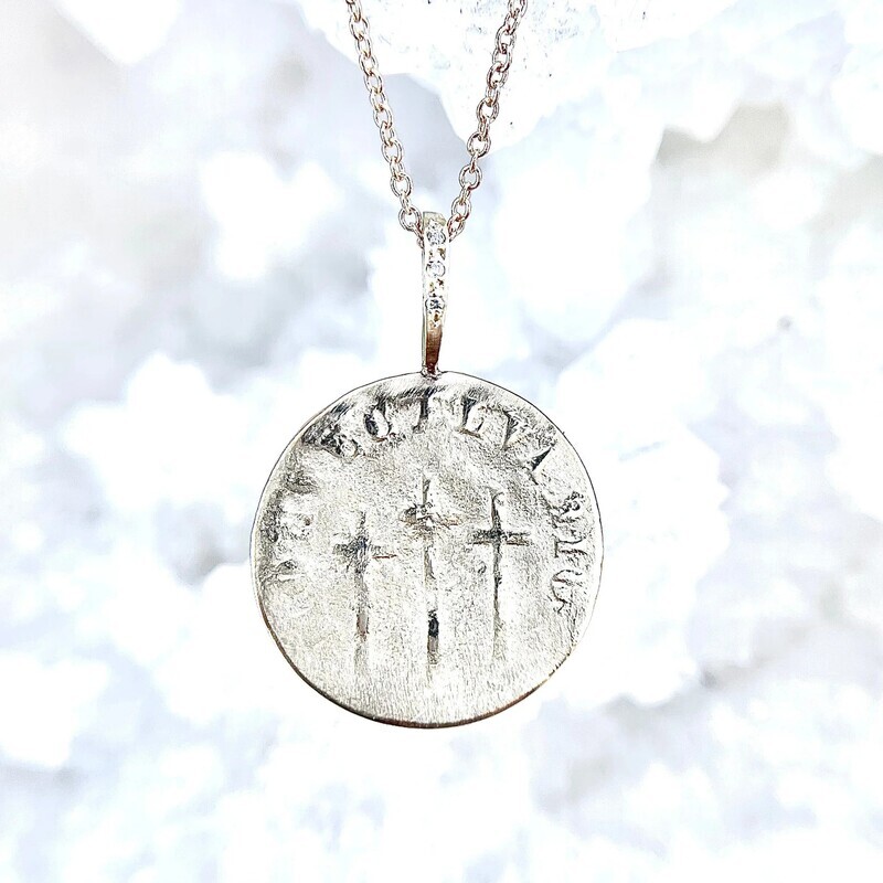 Necklace- 14k dia Three Crosses Artifact