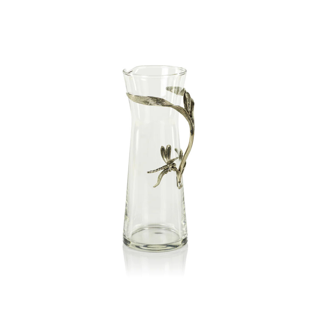 Dragonfly Pewter &amp; Glass Pitcher