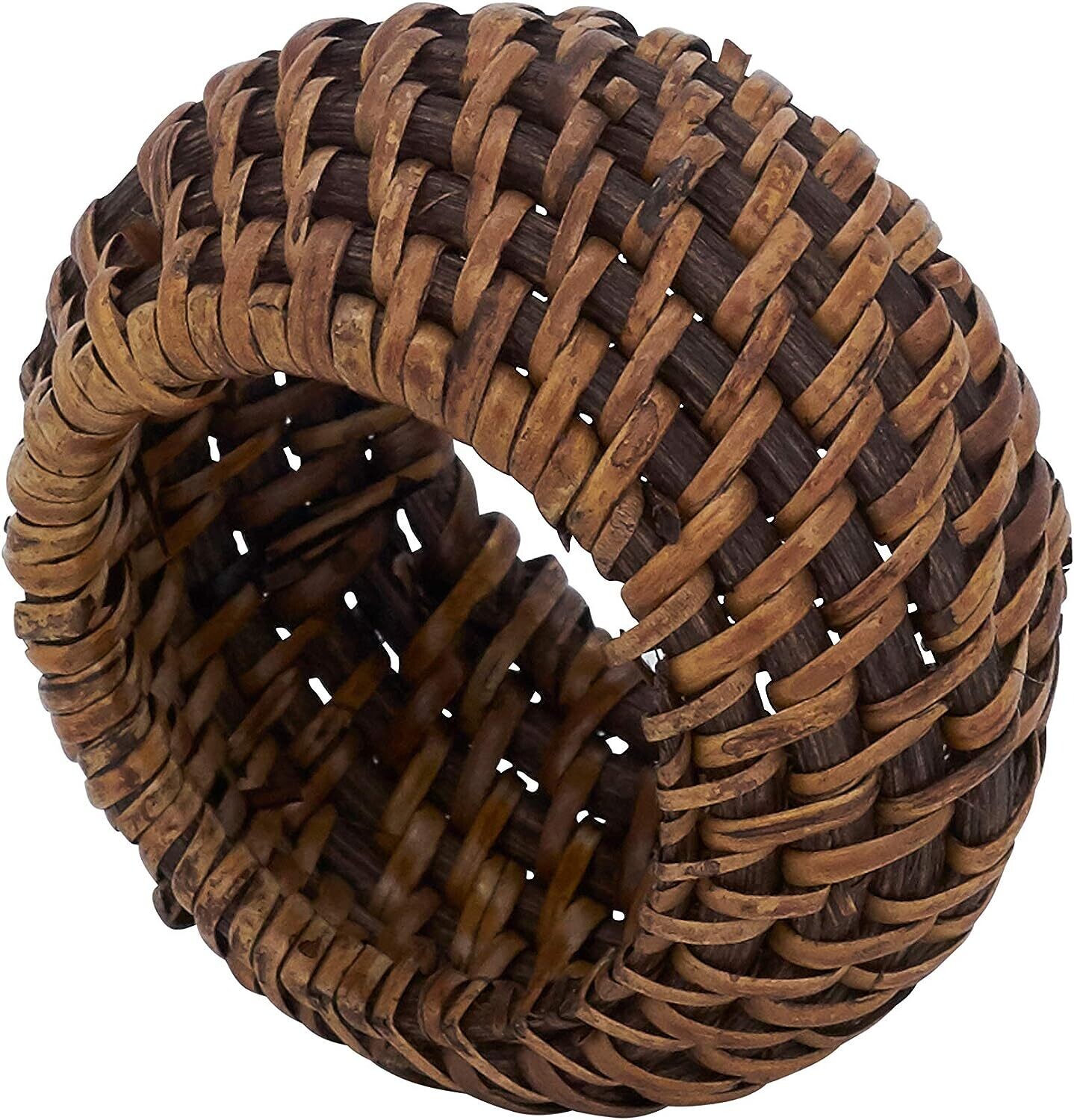 Woven Rattan Napkin Ring, brown