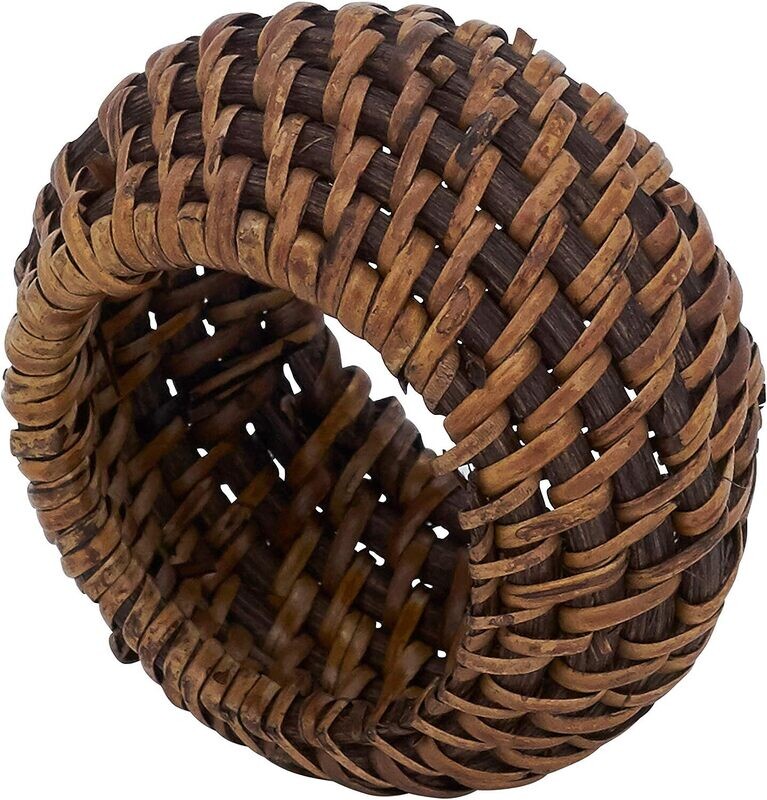 Woven Rattan Napkin Ring, brown